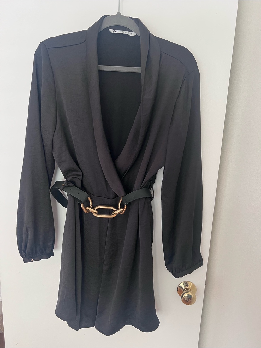 Zara Drop Neck Jumpsuit with Adjustable Gold Chain Belt